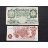 KENNETH PEPPIATT BANK OF ENGLAND 1 POUND BANKNOTE AND JOHN STANDS FFORDE 1966-1970 BANK OF ENGLAND