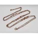 A 9CT VICTORIAN ROSE GOLD MUFF CHAIN 70CM LONG STAMPED 9CT 13G GROSS (REPLACEMENT CLASP)