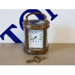 FANTASTIC FRENCH 19TH CENTURY BRASS CARRIAGE CLOCK WITH KEY