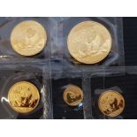 FIVE PURE GOLD COINS, CHINA 2012 PANDA FULL COIN SET COMPRISING OF 1OZ, 1/2 OZ, 1/4 OZ, 1/10 OZ