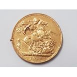 22CT YELLOW GOLD 1912 FULL SOVEREIGN COIN