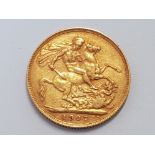22CT YELLOW GOLD 1907 FULL SOVEREIGN COIN