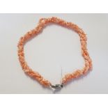 CORAL NECKLACE WITH SILVER CATCH, 34.9G