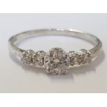 SILVER AND CZ 5 STONE RING 1.6G, SIZE Q1/2