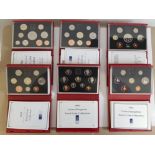 6 ROYAL MINT UK PROOF COIN YEAR SETS FOR 1991 UP TO 1996 COMPLETE ALL IN ORIGINAL DELUXE CASES OF