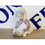 LLADRO FIGURE 1195 ESKIMO BOY PLAYING WITH POLAR BEAR CUB