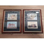 A PAIR OF FRAMED VINTAGE POSTCARDS, 4 POSTCARDS IN TOTAL