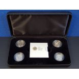 UK ROYAL MINT 2005 BRITANNIA SILVER PROOF SET OF 4 COINS IN CASE OF ISSUE WITH CERTIFICATE OF
