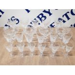 A SUITE OF HEAVY CUT STUART CRYSTAL DRINKING GLASSES TO INCL WINE CHAMPAGNE CHERRY ETC (21)