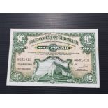 GIBRALTAR 1 POUND BANKNOTE DATE 20-11-1975, ROCK VIGNETTE AT CENTRE, SMALL STAINS, GET AND THE