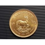 22CT GOLD 1OZ KRUGERRAND DATED 1974