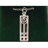 SILVER RENNIE MACKINTOSH PENDANT AND CHAIN, 6G