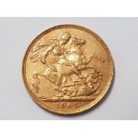 22CT YELLOW GOLD 1905 FULL SOVEREIGN COIN
