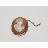 A 9CT ROSE GOLD CAMEO BROOCH BY WHW LTD STAMPED 9CT 3.5 X 2.5CM 4.2G GROSS