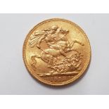 22CT YELLOW GOLD 1913 FULL SOVEREIGN COIN