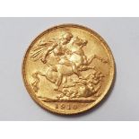 22CT YELLOW GOLD 1910 FULL SOVEREIGN COIN