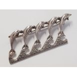 SILVER DOLPHIN BROOCH 6.7G