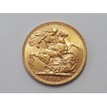 22CT YELLOW GOLD 1914 FULL SOVEREIGN COIN