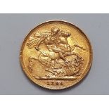 22CT YELLOW GOLD 1899 FULL SOVEREIGN COIN