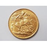 22CT YELLOW GOLD 1919 FULL SOVEREIGN COIN