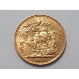 22CT YELLOW GOLD 1911 FULL SOVEREIGN COIN