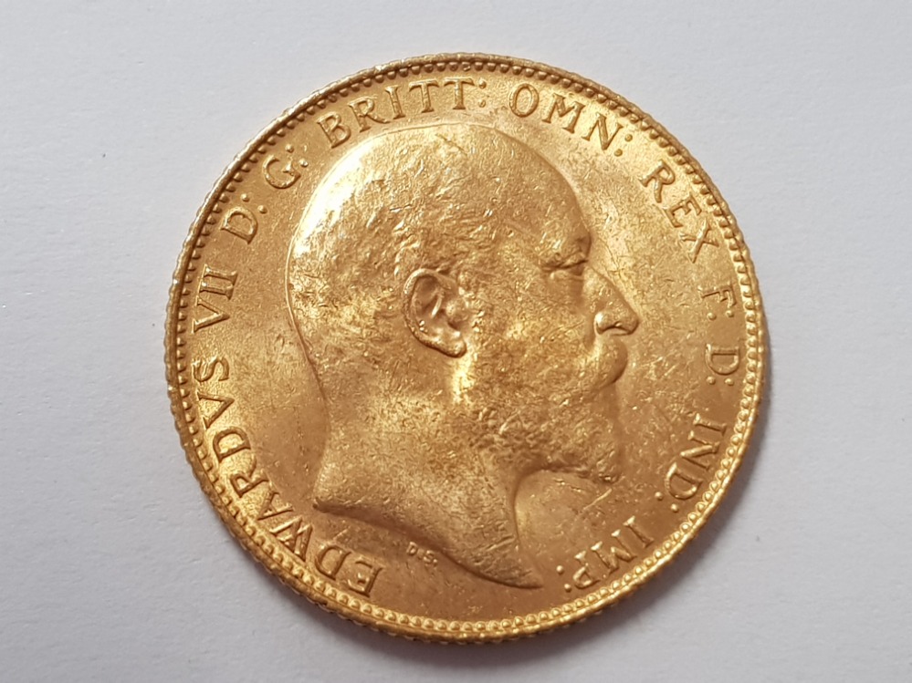 22CT YELLOW GOLD 1908 FULL SOVEREIGN COIN - Bild 2 aus 2