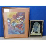 2 PIECES OF FRAMED ARTWORK SPITFIRE AND BALLERINA