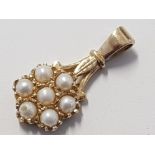 9CT YELLOW GOLD PEARL CLUSTER PENDANT, 1.5G