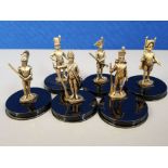 5 MINATURE GILT 16TH CENTURY SOLDIERS, ALL WITH PROTECTIVE PLASTIC TUBES