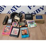 A PAIR OF SAMURAI SE-20 HEADPHONES IPOD JURASSIC PARK AND SONIC THE HEDGEHOG GAME CONSOLES ETC