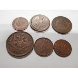 6 RUSSIAN COIN COLLECTION ALL PRE 1920