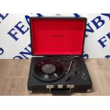 VINTAGE PORTABLE CROSLEY TURNTABLE, MODEL NUMBER CR8005A-BK