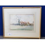 VICTOR NOBLE RAINBIRD 1887-1936 WATERCOLOUR, TITLED CROSS COUNTRY, 24.5CM X 16.5CM