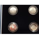 4 HERALDIC BEASTS 2004 SILVER PROOF PATTERN COINS IN SILVER ORIGINAL BOX AND MINTAGO 5000