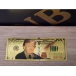 DONALD TRUMP 100 DOLLAR GOLD PLATED BANK BILL