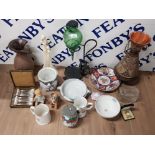 A JAPANESE IMARI CHARGER LOSOL WARE CHANDOS PATTERN JUG AND BISCUIT BARREL SILVER PLATED FORKS ETC