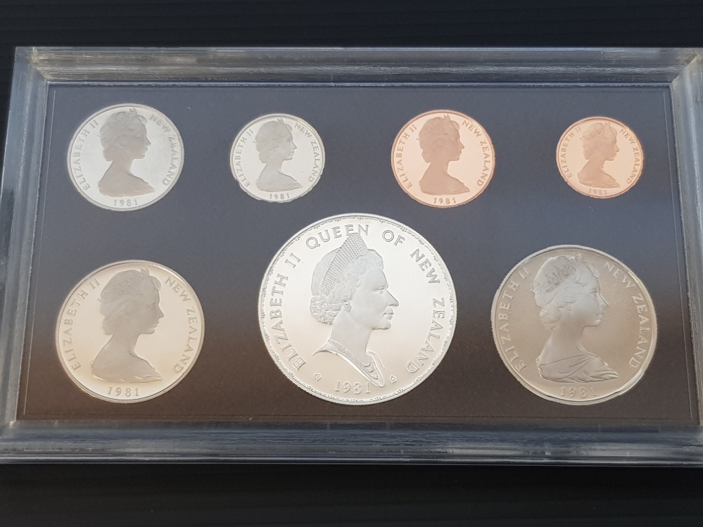 PROOF SET OF 7 NEW ZEALAND COINS DATED 1981INCLUDING 1 DOLLAR STERLING SILVER - Bild 2 aus 4