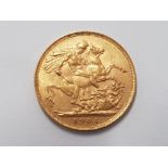 22CT YELLOW GOLD 1904 FULL SOVEREIGN COIN