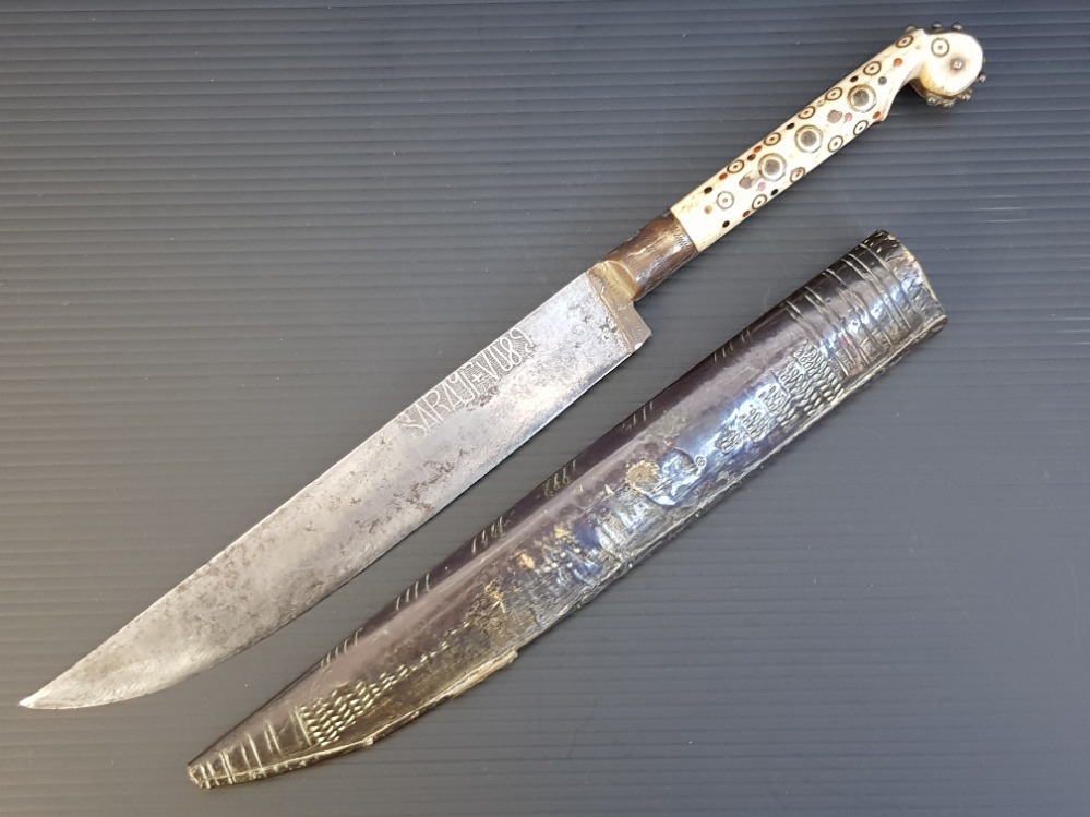 NICELY DECORATED RUSSIAN KNIFE WITH SHEATH