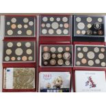 6 ROYAL MINT UK PROOF COIN YEAR SETS 2003 TO 2008 COMPLETE IN ORIGINAL DELUXE CASES OF ISSUE WITH