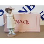 NAO BY LLADRO FIGURE 1126 APRIL SHOWERS, WITH ORIGINAL BOX, MISSING UMBRELLA