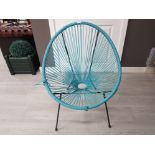 SATELLITE ATOMIC SPUTNIK PLASTIC WOVEN CHAIR IN BLUE