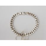 HEAVY 8 1/2" SILVER CURB BRACELET 32.3 GRAMS