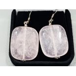 SILVER AND ROSE QUARTZ DROP EARRINGS