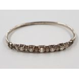 SILVER BANGLE SET WITH WHITE STONES, 14.8G GROSS