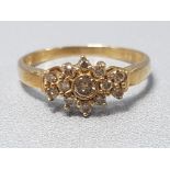 9CT YELLOW GOLD DIAMOND CLUSTER RING 1.7G GROSS SIZE N