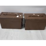 2 BROWN METAL 50 CAL AMMUNITION BOXES