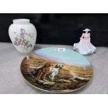 1990 ROYAL DOULTON VASE CAMILLA NUMBER 5185 TOGETHER WITH COALPORT COLLECTORS PLATE SPORTING DOGS BY