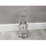MID 19TH CENTURY VICTORIAN BELL SHAPE NEWCASTLE DECANTER WITH HEAVY MOULDED PILLARS, GROUND AND