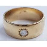 GENTS LARGE 9CT GOLD AND DIAMOND SET BAND RING 0.2CT SIZE U 7.1G GROSS